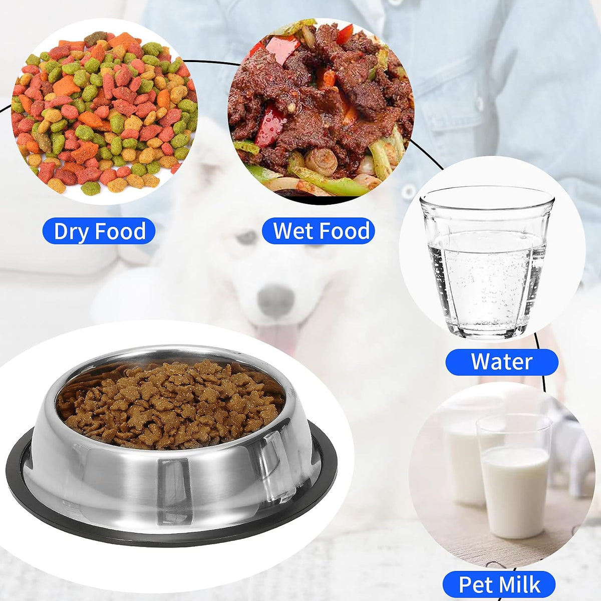 2 Pack Stainless Steel Dog Bowls with Rubber Bottom - 3.5 Cup / 28 oz - image 3