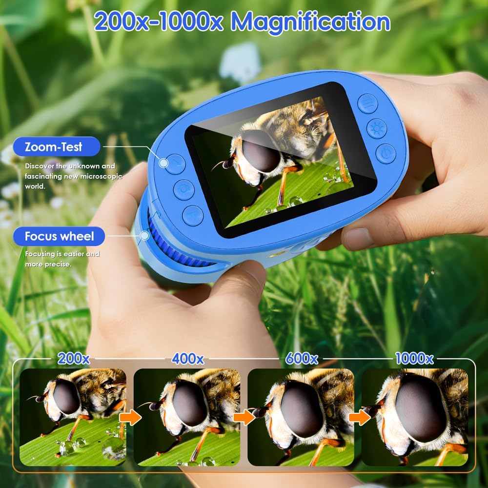 Temodu Kids Microscope 2.0" Screen 1000X Digital Microscope for Kids - Blue - image 4