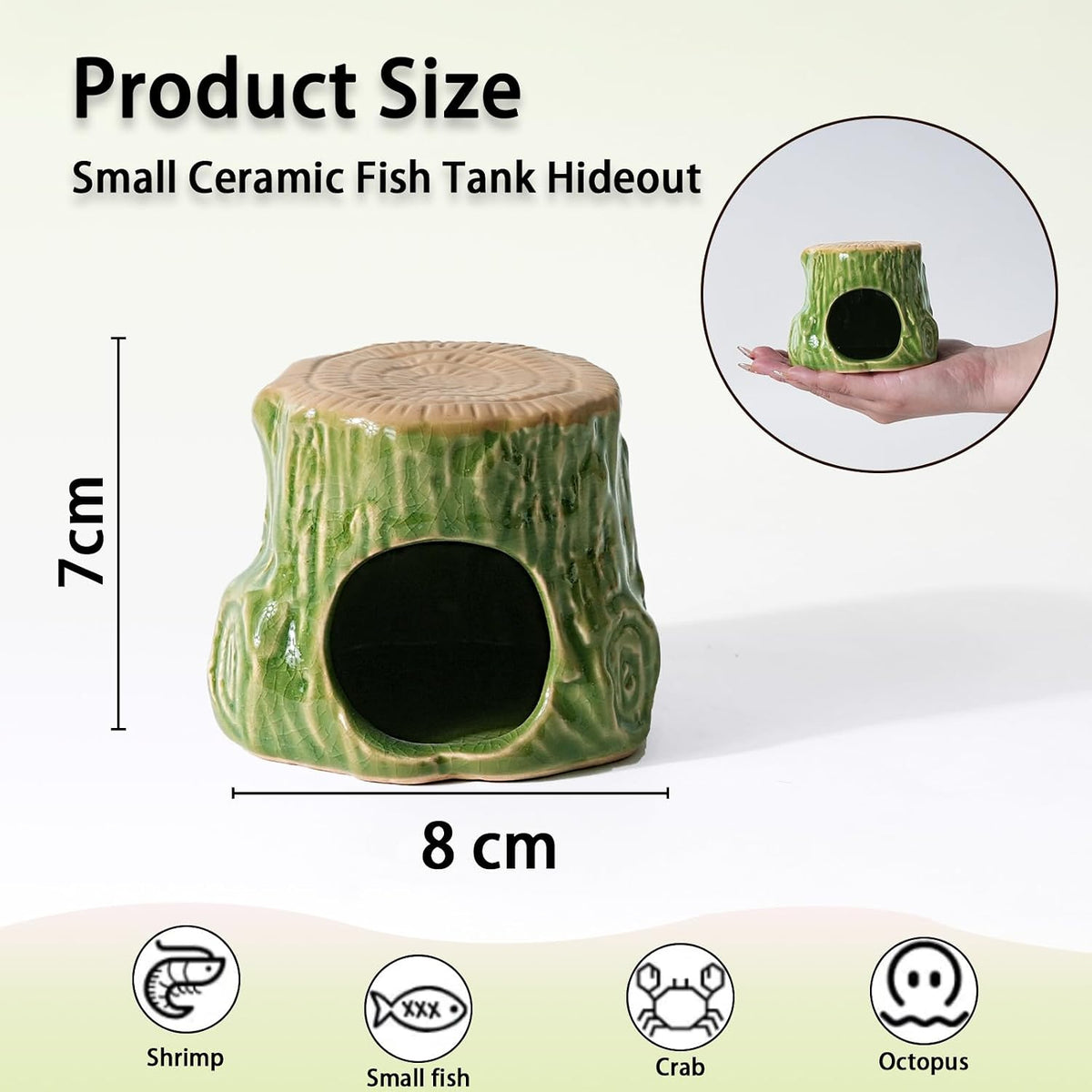 Pink Aquarium Decor Ceramic Cute Strawberry Betta Fish Tank Cave – Essentials for Fish - Tree-green / Tree - image 3