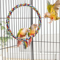 Wontee Bird Swing Colorful Rope Perch Climbing Toy for Parrots – Essentials for Birds - Medium (10.4 inch) - image 2