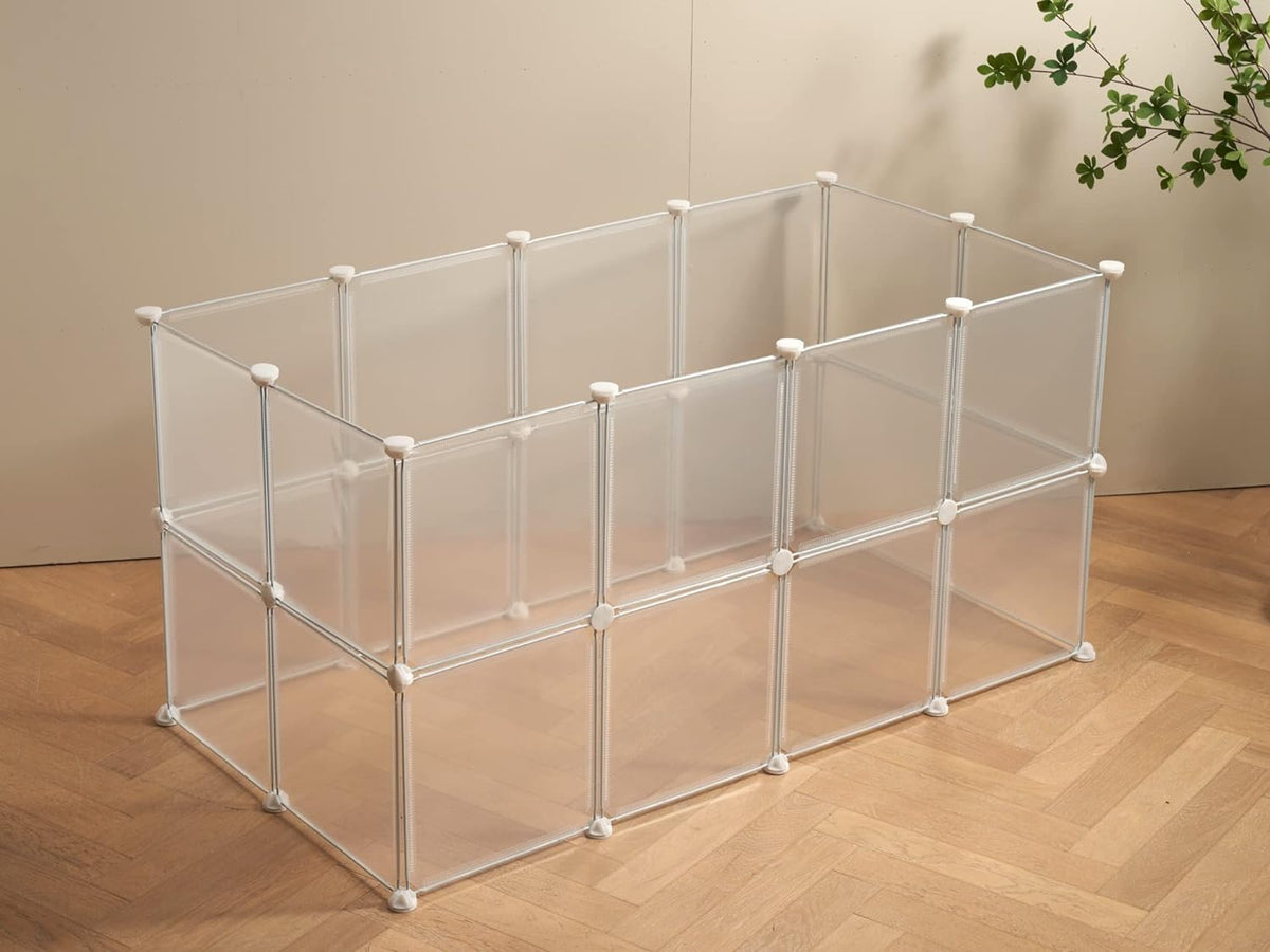 LURIVA Transparent Clear Small Animal Playpen, Guinea Pig Cages - 24 Panels