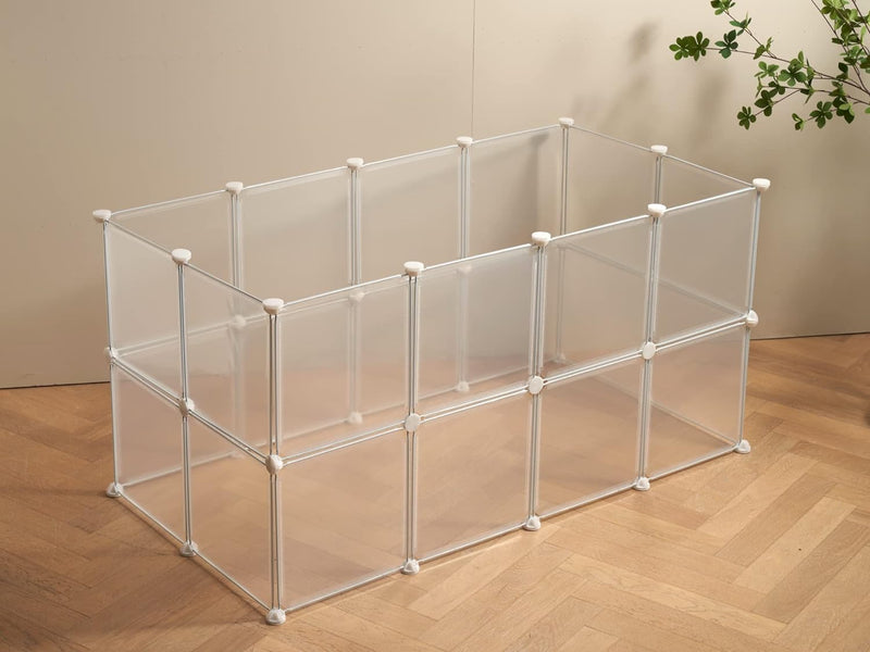 LURIVA Transparent Clear Small Animal Playpen, Guinea Pig Cages - 24 Panels