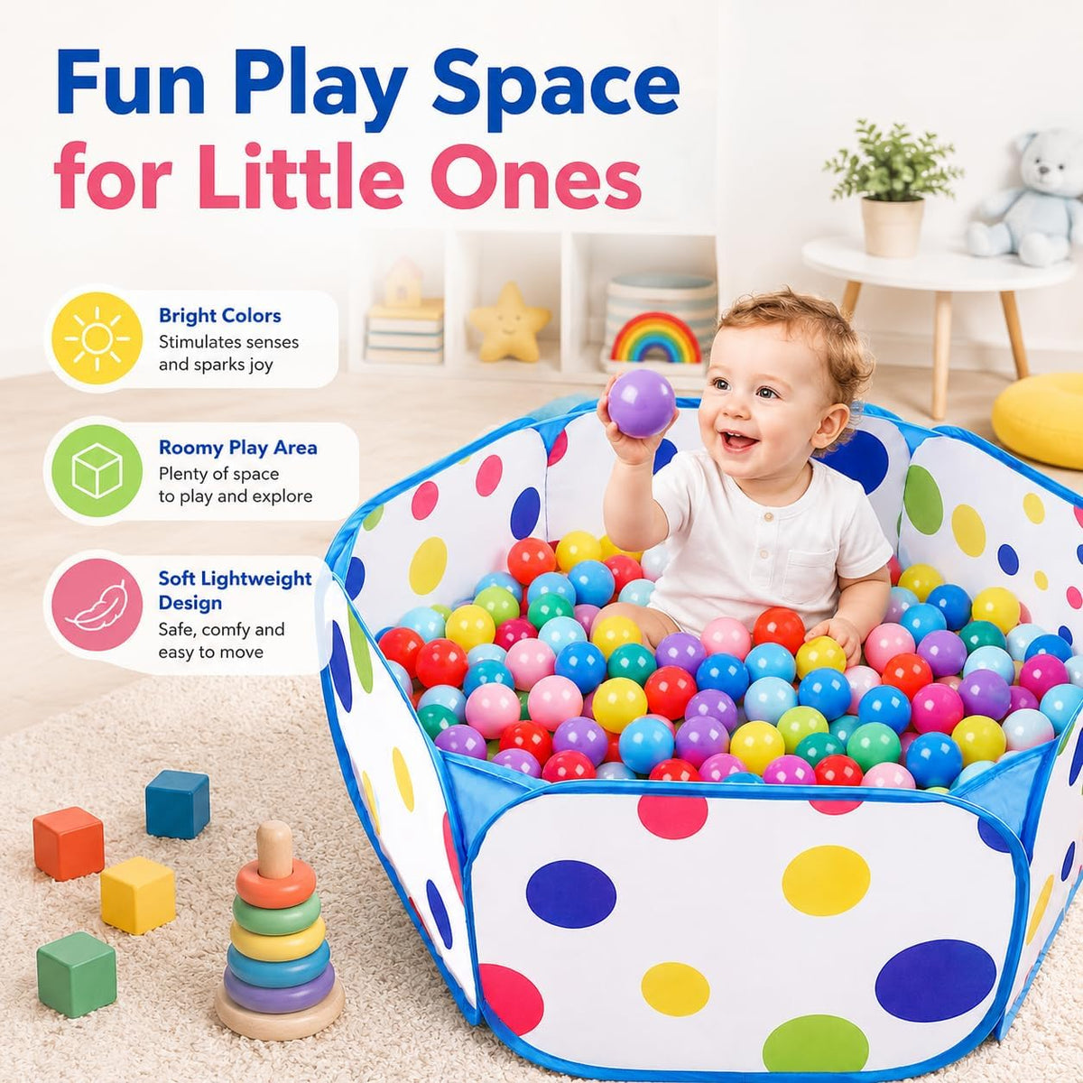 Kids Ball Pit Large Pop Up Toddler Ball Pits, Indoor&Outdoor - image 3