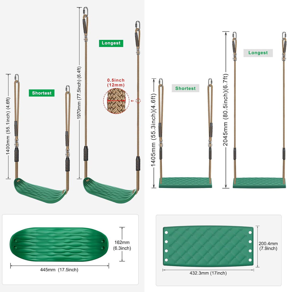 BeneLabel green A-frame middle swing set bracket made of powder coated steel - view 32