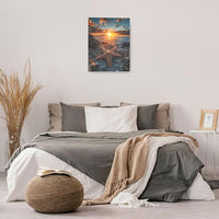 Beach Starfish Wall Decor Ocean Starfish Wall Art Sunset Scenery Coastal Theme Pictures Canvas Nature Seascape Painting Print Framed Artwork Decorations for Home Bathroom Living Room Bedroom Office 16"x20"