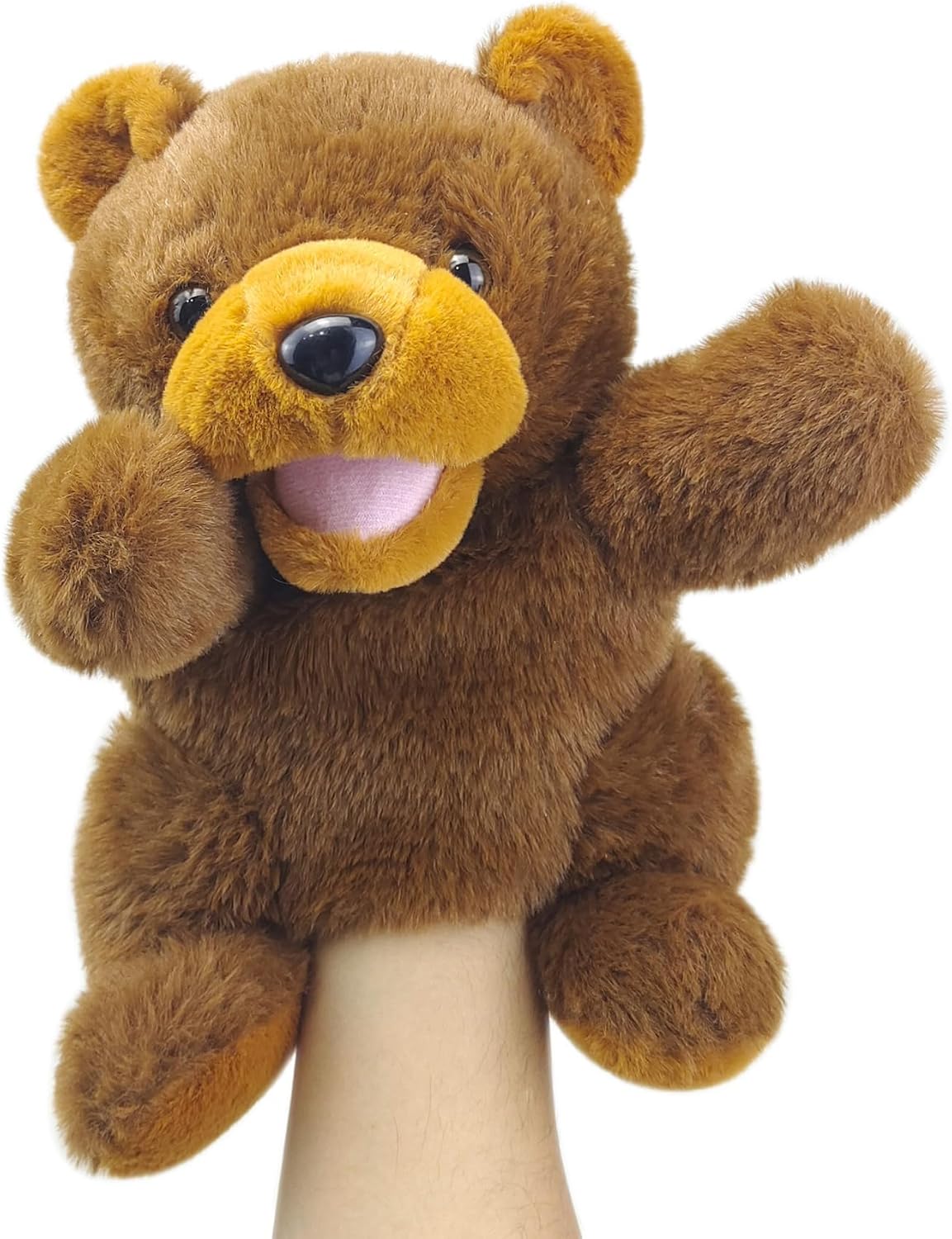 okegztoa 10 inch brown bear hand puppet with movable mouth and arms - view 6