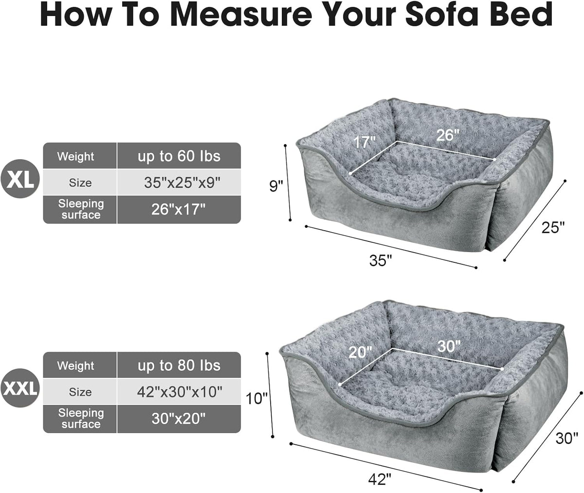 JOEJOY Rectangle Dog Bed for Large Medium Small Dogs - Grey / XXL(42"x 30"x 10") - image 4