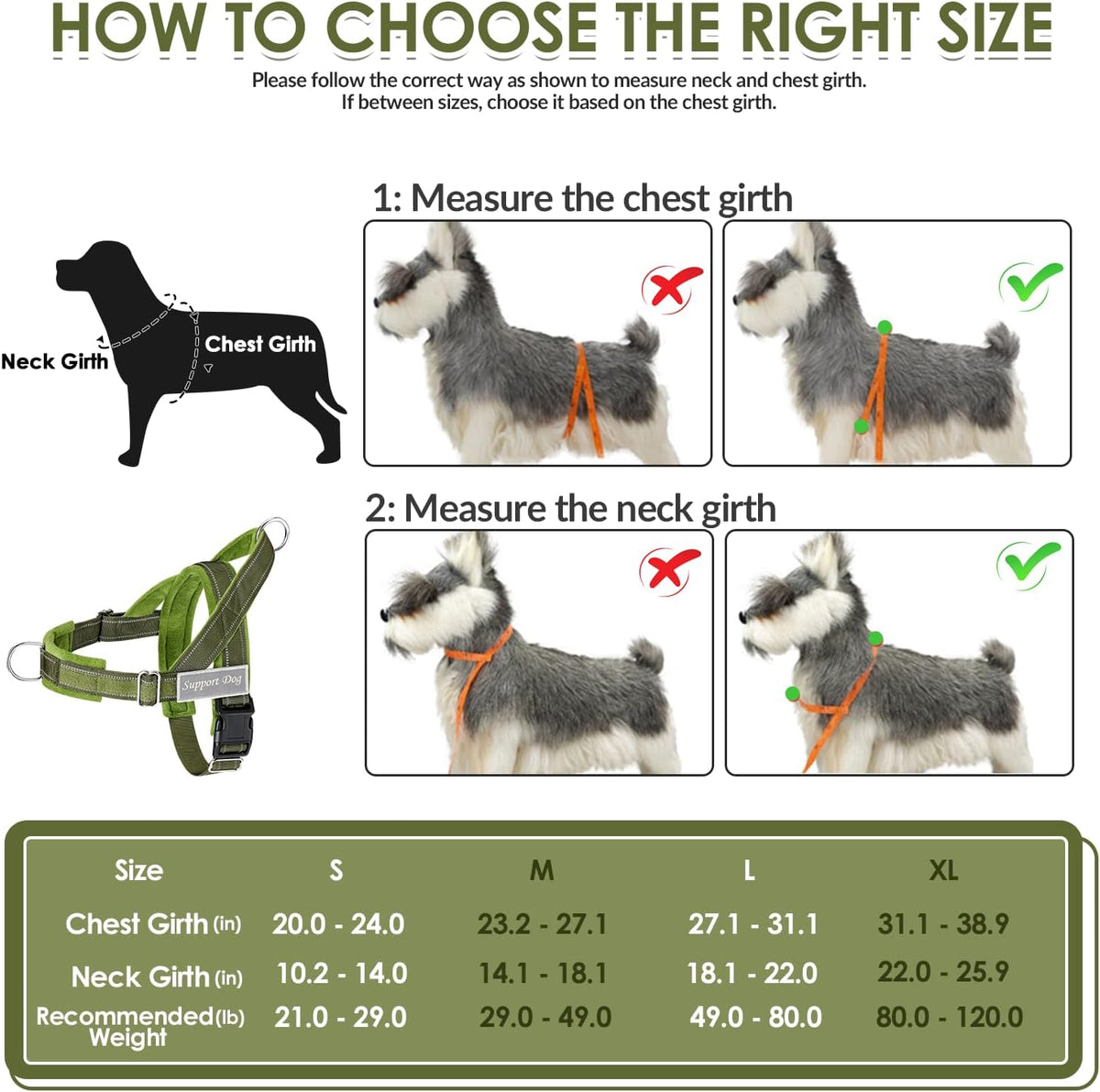 SlowTon No Pull Dog Harness and Leash Set, Heavy Duty - Green / Small - image 2