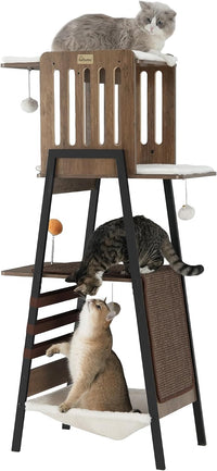 Modern Cat Tree, Big Hammock - Greige