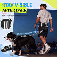 Hands free dog leash with waist belt, bungee line and storage pouch - view 4