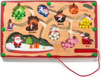 WOODENFUN magnetic color number maze, wooden Montessori counting board with magnetic pen and beads