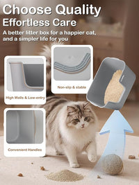 Extra Large Cat Litter Box with High Sides - Splash-Proof Design for Big Cats & Multi-Cat Homes, 24.6in x 16.7in x 12.8in (Yellow)