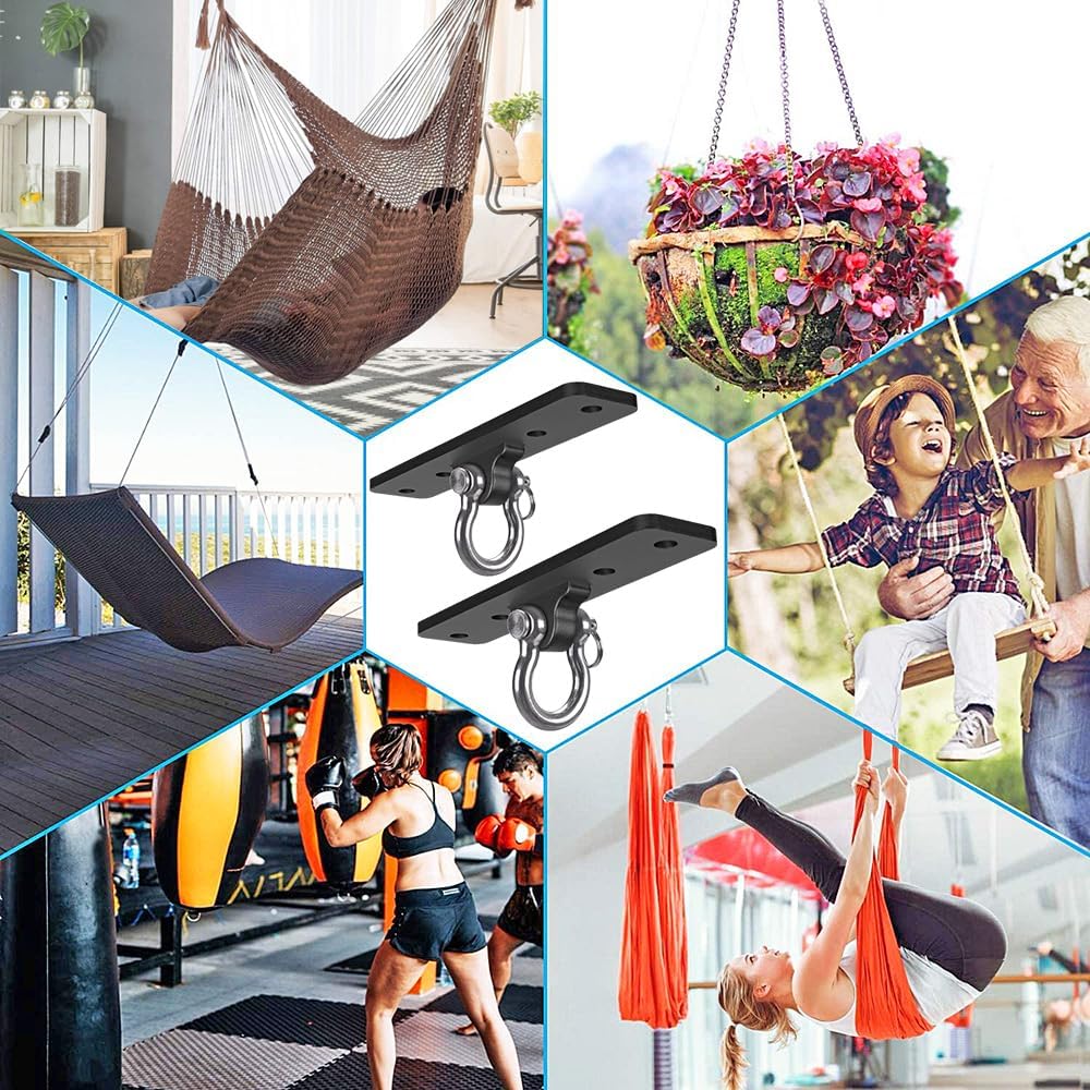 Dolibest Ceiling Mount Swing Hanger Heavy Duty Swing Set Hook - 4 Holes Ceiling Anchor- 2 Pack - image 3