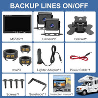 Kairiyard 7 Inch HD 1080P Backup Camera, 2 Channel, DIY Grid Lines 150° Wide Angle Reverse Rear View Camera Wired Back up Camera System for Truck RV Car Trailer Camper Tractor