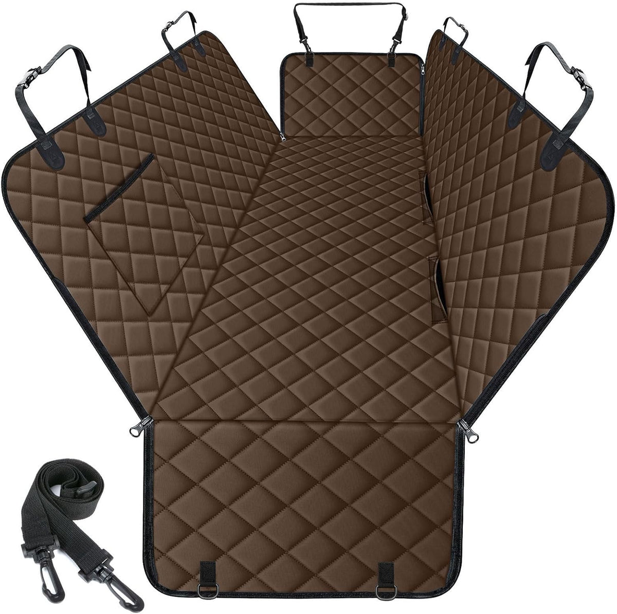 Waterproof Dog Car Seat Cover for Back Seat, Pet Hammock, L - Coffee,Black / Large,Standard