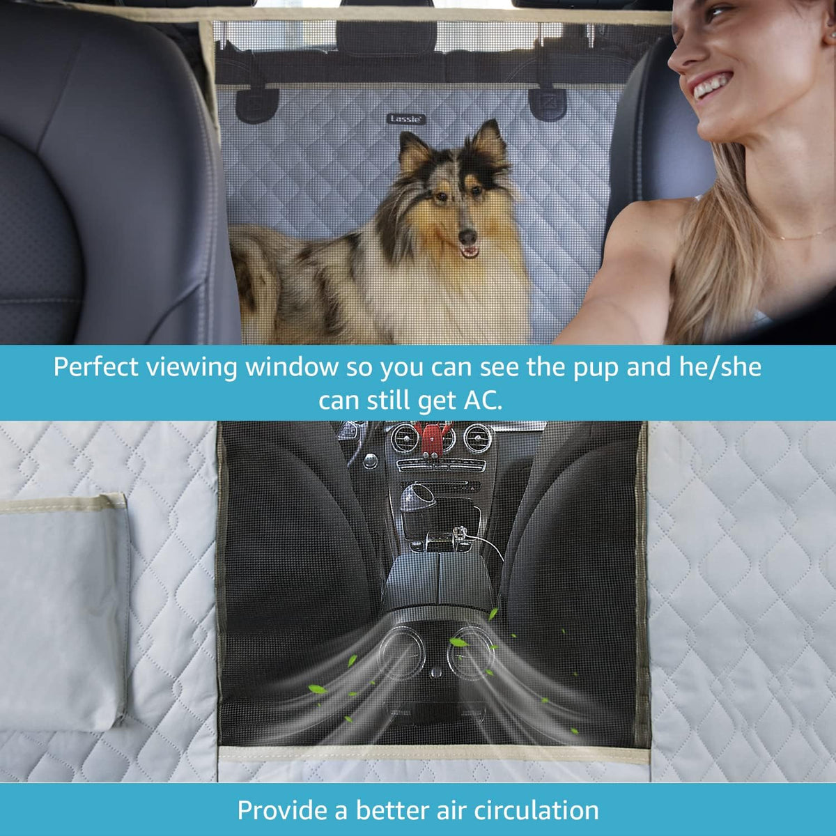 Lassie Dog Car Seat Covers for Back Seat with 2 Seat Belts - Gray / Truck - image 2
