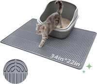 Cat Litter Mat,47" x 35" Extra Large Silicone Waterproof Litter Trapping Mat for Scatter Control - 34" x 22" / Grey
