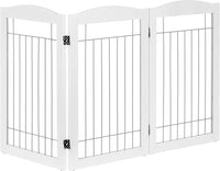 Spirich Freestanding Wire Pet Gate for Dogs, Tall Dog Gate for The Houes, Doorway, Stairs, Pet Puppy Safety Gate with Sliver Wire 60 Inches Extra Wide, 30 Inches Tall, 3 Panels, White