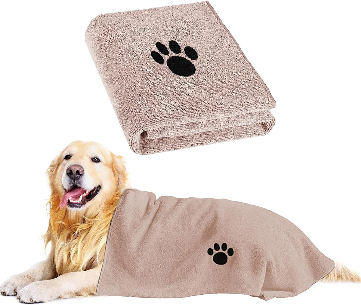 Puomue 2 Pack Microfiber Dog Towels for Drying Dogs - Camel / 40 x 23.6 inches - 1 Pack