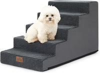 COZY KISS Dog Stairs for Small Dogs - Slope-Charcoal Grey / 5 / 17.7x29.5x17.7 inch