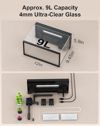 Fish Tank with Desktop Humidifier, 2.38 Gallon Quiet Eco Aquarium,Smart Touch LED Light & Temperature Display, Glass Mini Fish Tank