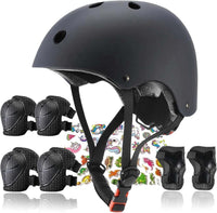 FOOKCIAN Kids Helmet,Toddler Skateboard Helmets for Ages 2-3-5-8-14 Years Boys Girls with Knee - black / Medium: 20.47"-22.83" / 8-14 year