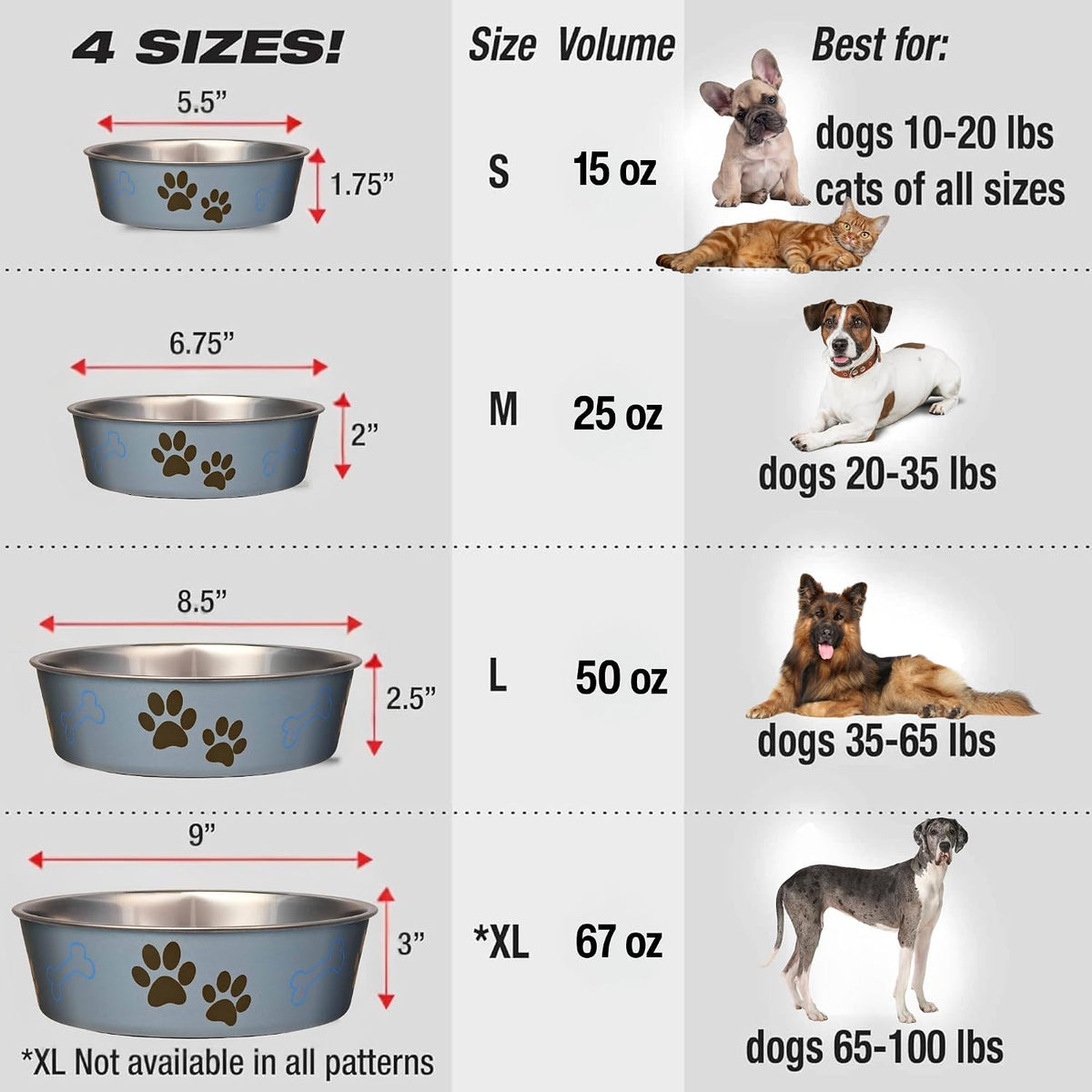 Loving Pets Bella Dog Bowls, Stainless Steel Dog & Cat Bowls - Blueberry / Large (35-65lbs) - image 3