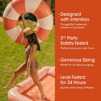 FUNBOY Giant 46" Vintage Pink Stripe Pool Tube Float with Cup Holder – Fun for Kids & Family - Orange - image 4