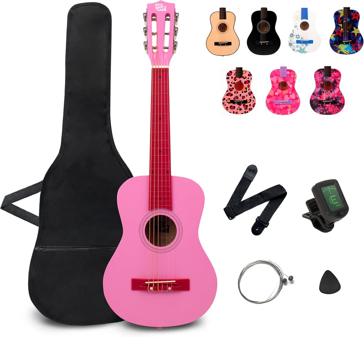 30" Wooden Acoustic Guitar for Kids/Boys/Girls/Beginners/Guitar - pink-1