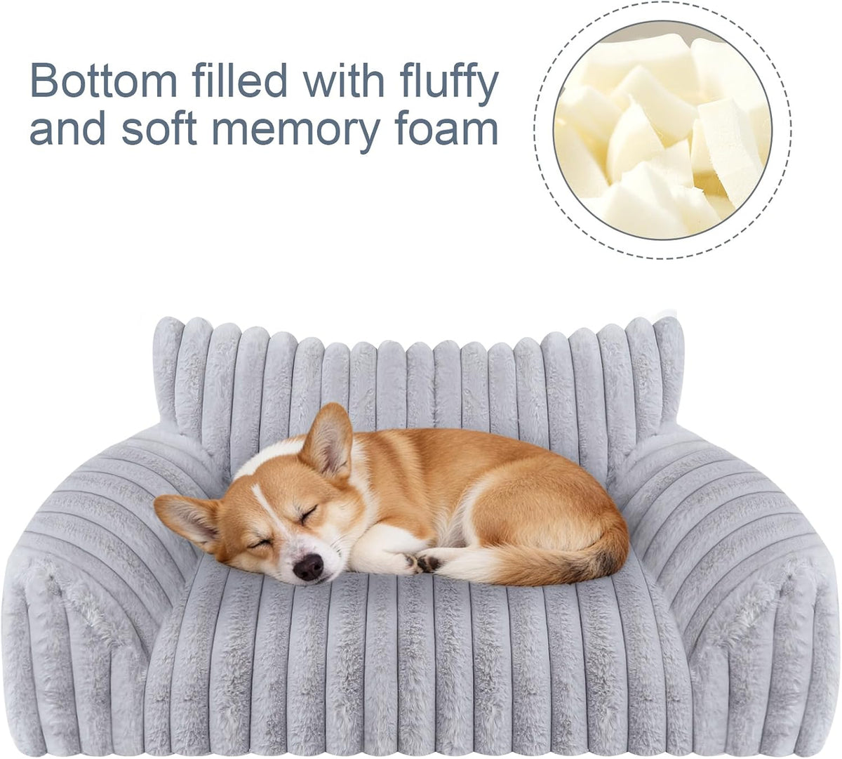 Cute Dog Couch for Medium Large Dogs, Dog Cat Couch Sofa - Large(36x27x10") / Grey - image 3