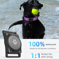 Airtag Dog Collar - 100% Waterproof Air tag Dog Collar Holder for Apple AirTag, Reflective, Soft Padded, Everlasting, GPS Dog Collar for Small Medium Large Dogs (Purple, M)