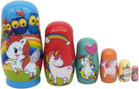 Konrisa set of six hand painted wooden unicorn nesting dolls - view 15