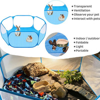 Small Animal Playpen, Pop-Up Portable Play Yard for Guinea Pigs - blue with Pad - image 2
