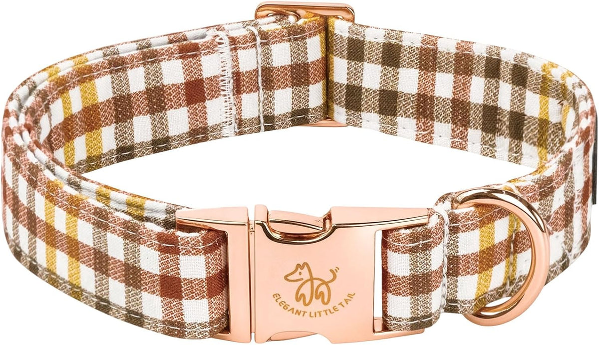 Elegant little tail Fall Dog Collar - Yellow Plaid / Medium (Pack of 1)