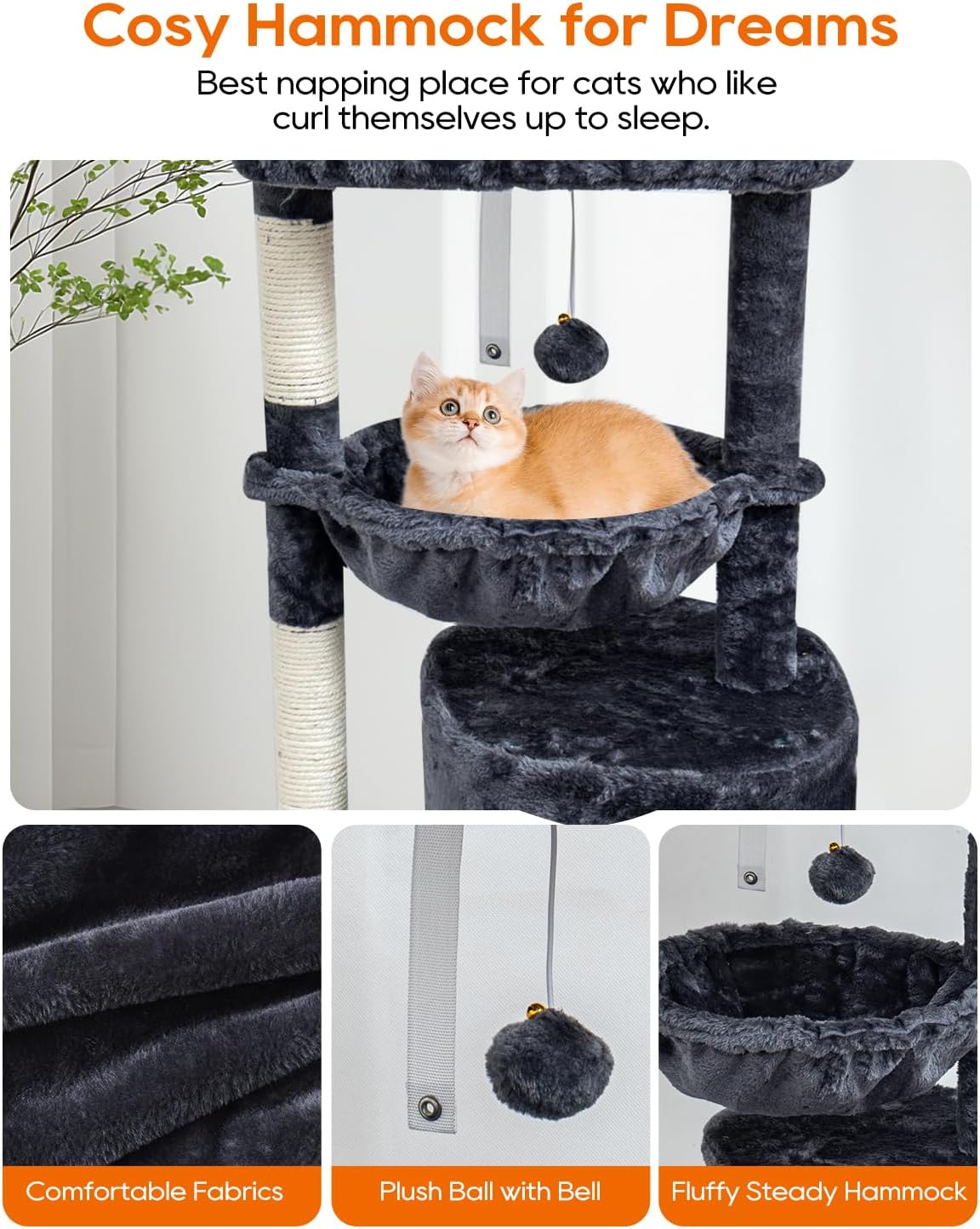 SYANDLVY Small Cat Tree for Indoor Cats - 29.6" / Smoky Grey - image 3