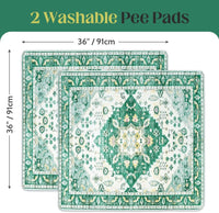 Washable Pee Pads for Dogs, Non-Slip Potty Pads - Green Medallion / 36"x36" (Pack of 2) - image 2