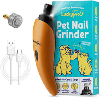LuckyTail Dog Nail Grinder, Whisper-Quiet - Orange