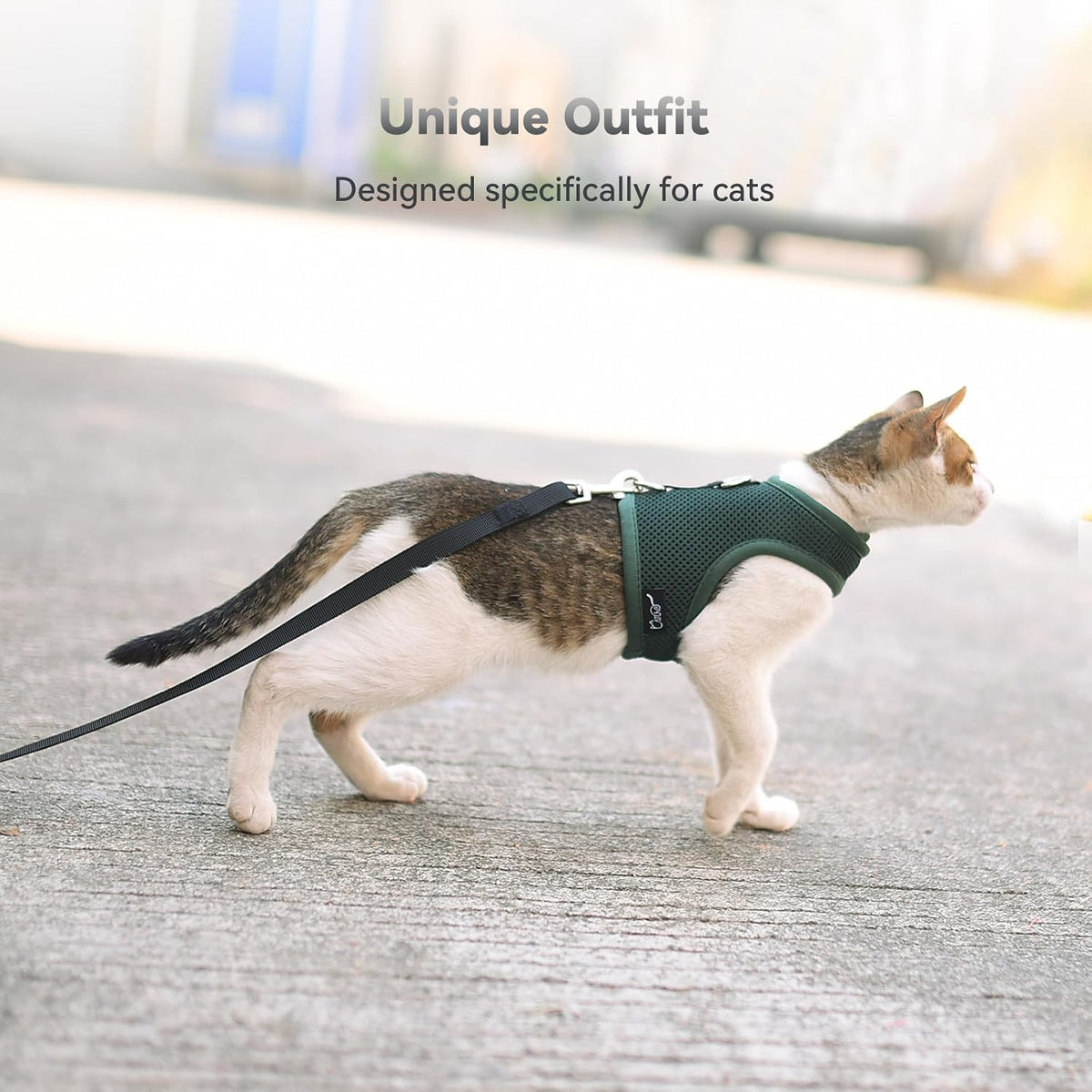 Cat Harness and Leash Set for Walking Escape Proof - Green / M 5.5-9 lbs - image 2