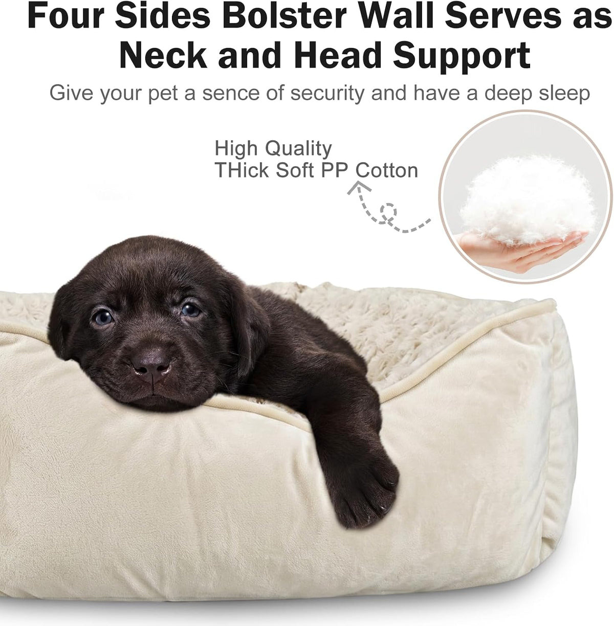 JOEJOY Rectangle Dog Bed for Large Medium Small Dogs - Cream / L(30"x 24"x 9") - image 2