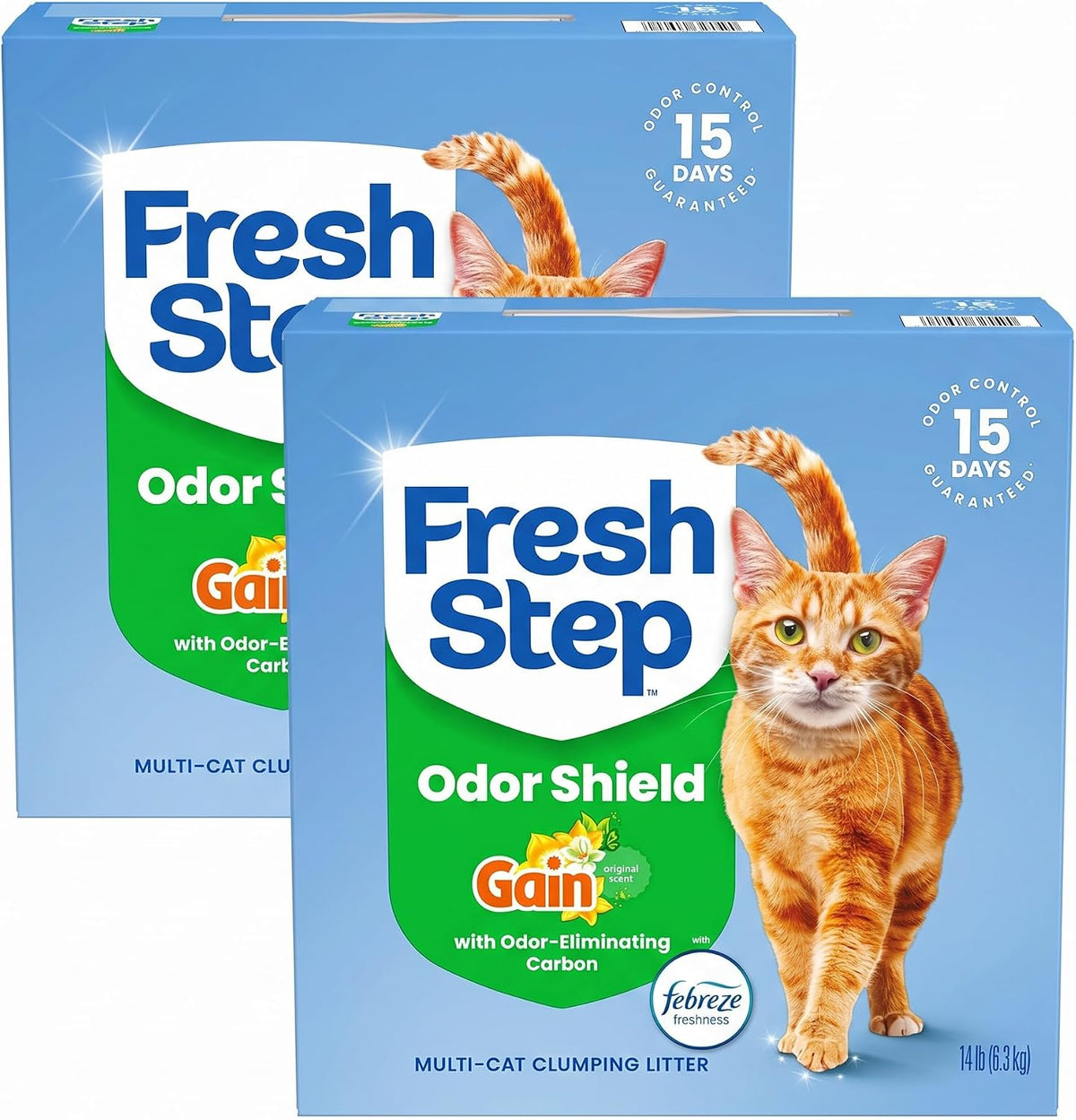 Fresh Step Odor Shield Multi Cat Clumping Cat Litter - Gain / 14 lb (Pack of 2)