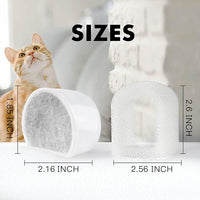 24 Pack Cat Water Fountain Filters Replacement, 12 Carbon Filters and 12 Foam Sponge Pre-Filter Fit for Multiple Ceramic and Stainless Steel Pet Fountains