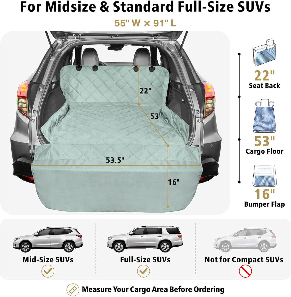 SUV Cargo Liner for Dogs - Trunk Cover for SUV with Bumper Flap Protector – Essentials for Dogs - Grey / Standard: 55" x 91" - image 2