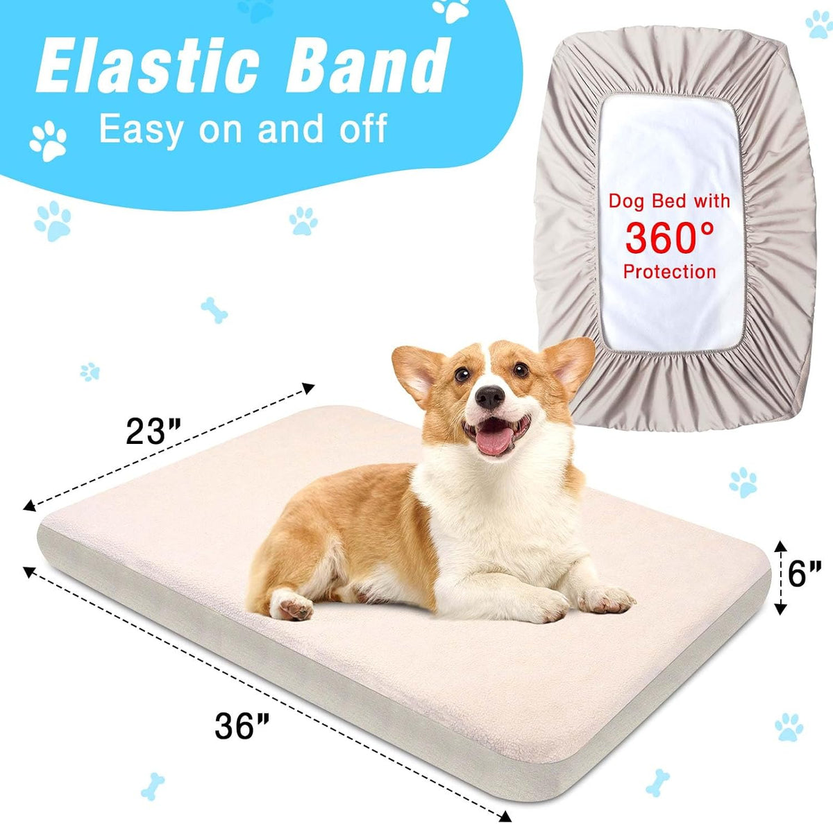 Dog Bed Covers Replacement Washable 100% Waterproof Dog Bed Sheets - Beige-36 x 23 inch - image 2