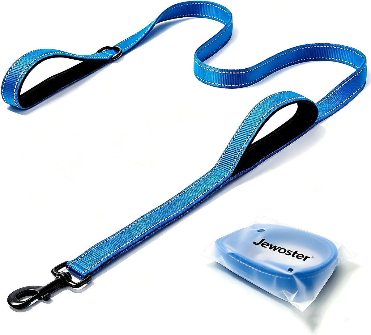 Heavy Duty Dog Leash - 2 Handles by Padded Traffic Handle for Extra Control, 6foot Long - Perfect - 6 ft / Dark Blue