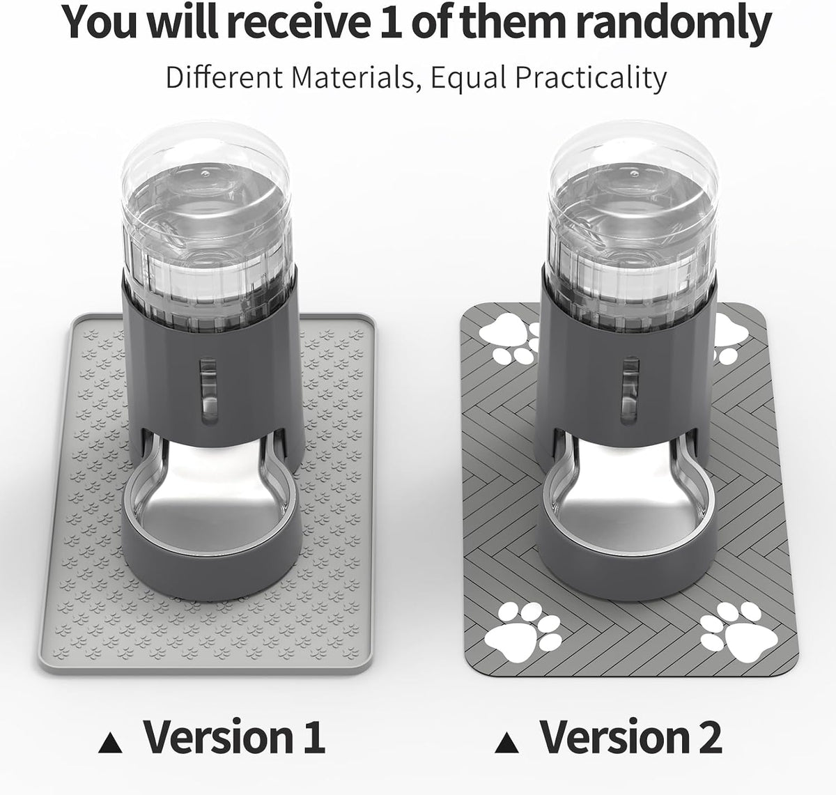 JUNSPOW Cat Water Dispenser and Stainless Steel Bowl – Essentials for Cats - Grey / 4L + Mat - image 2