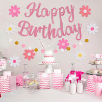 Halloween Birthday Banner - Pink & White / Flower - image 4