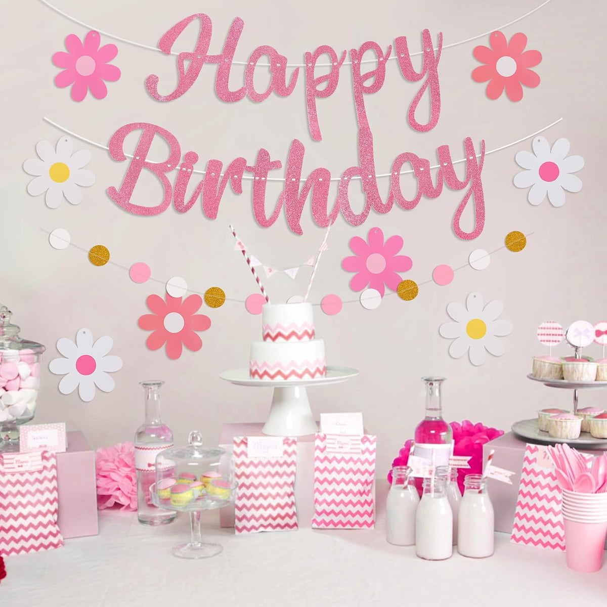 Halloween Birthday Banner - Pink & White / Flower - image 4