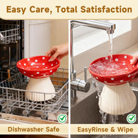 Mushroom Cat Bowl, Whisker Fatigue Cat Bowl, Cute Cat Bowls - Red+Black - image 4