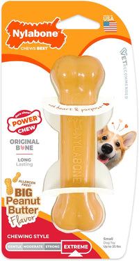 Nylabone Power Chew Original Bone Dog Chew Toys - Peanut Butter / Small (Pack of 1)