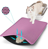 Cat Litter Mat 35"x24", Double Layer Waterproof Litterbox Mat - 23" x 14.5" / Pink